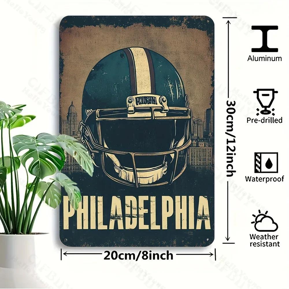 Vintage Philadelphia Football Aluminum Sign,Waterproof and Dustproof. Ideal Wall Art for Garage, A Perfect Gift for Devoted Fans
