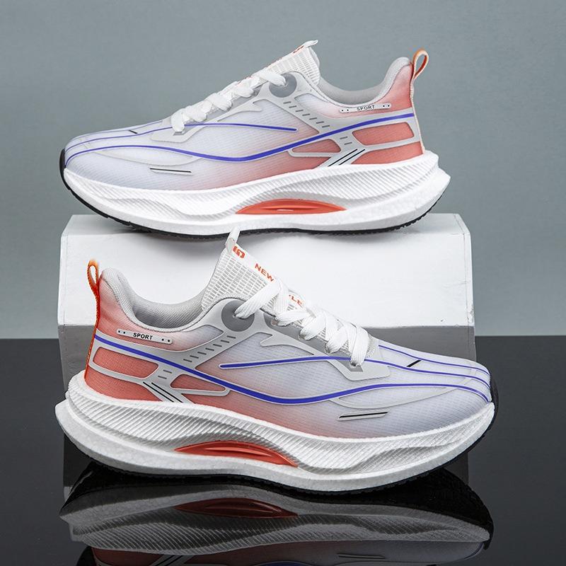 New Men's Shoes Sports Spring Fly-woven Mesh Running Breathable Soft Sole Casual Versatile Carbon Board Shock-absorbing Coconut Mesh Shoes