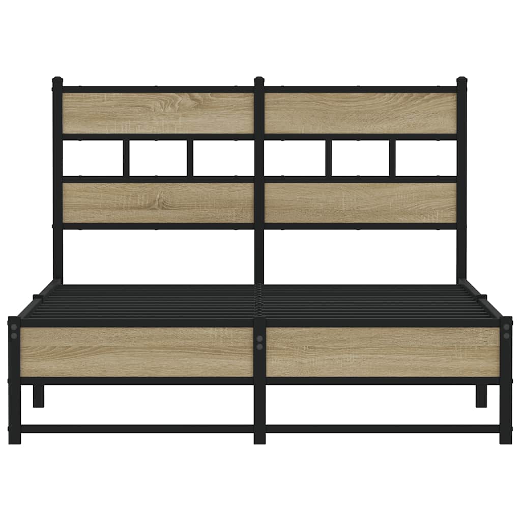 Metal Bed Frame without Mattress Sonoma Oak Finish 120x200 cm