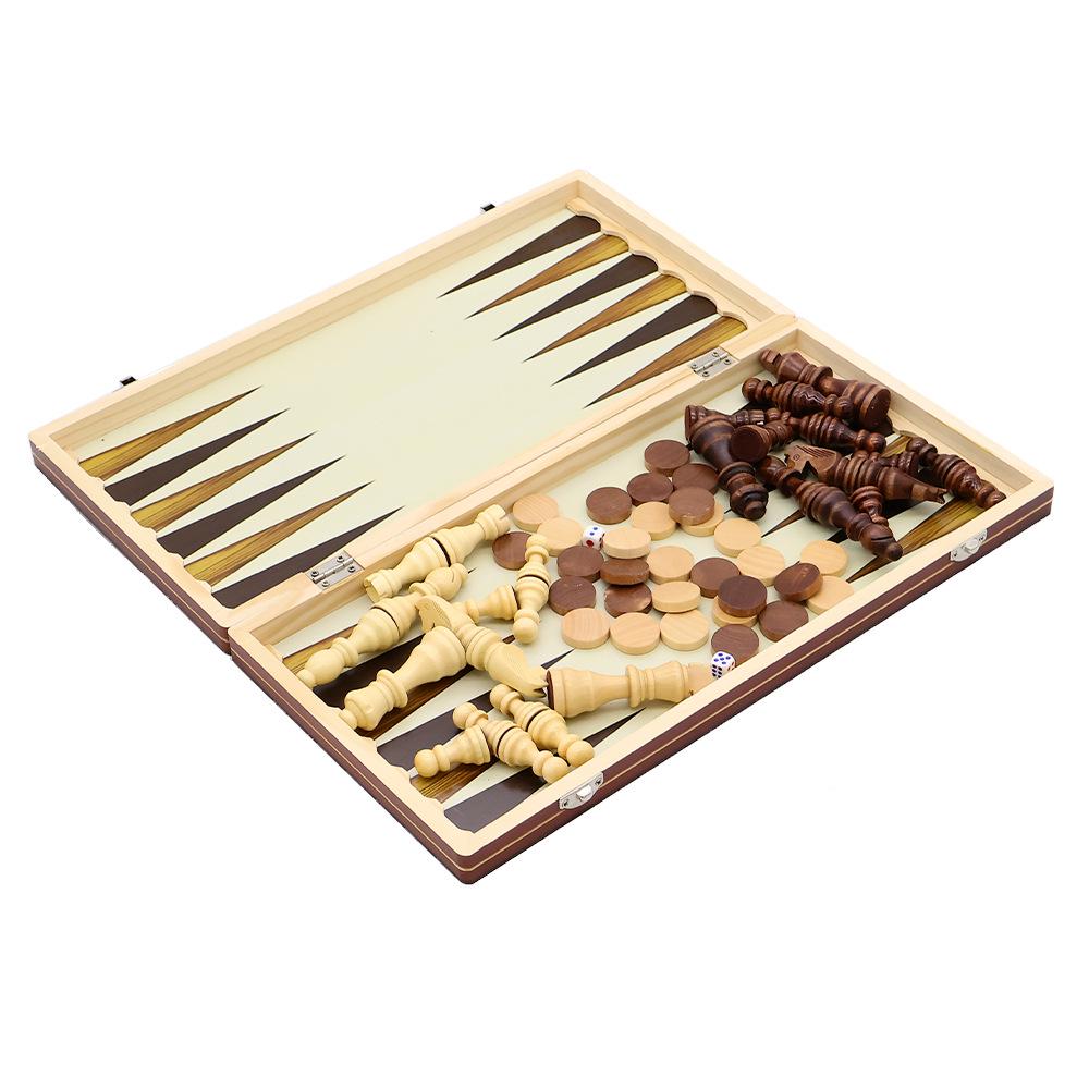 Magnetic Three-in-One Folding Wooden Chess Set for Beginners