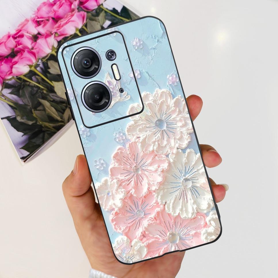 For Infinix Hot 30 5G 6.78" Case Flower TPU Soft Silicon Black Cover For Infinix HOT 30 Hot30 X6832 Astronaut Phone Cases Fundas