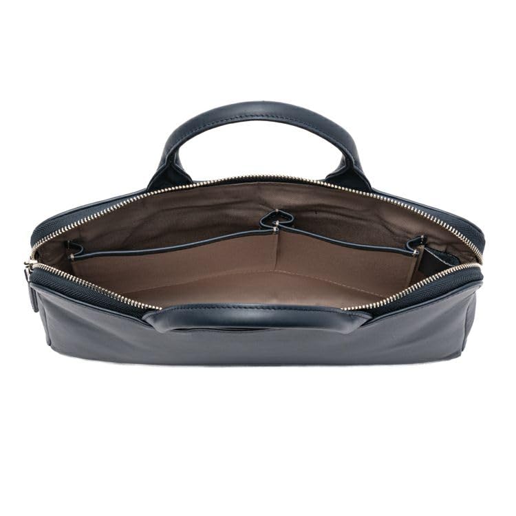 Tryon Official Genuine Leather Briefcase, Thin Gusset, Business Bag, Handbag, Men's, Large Capacity, Fits 10-inch PC, ALFA AL111, Dark Gray