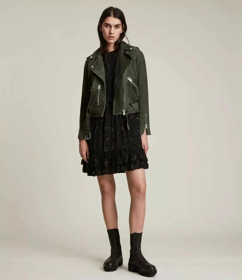 

Классная Женская Куртка Байкер из Натуральной Мягкой Чистой Замши Ручной Работы Зеленая Повседневная 3XL зелёный