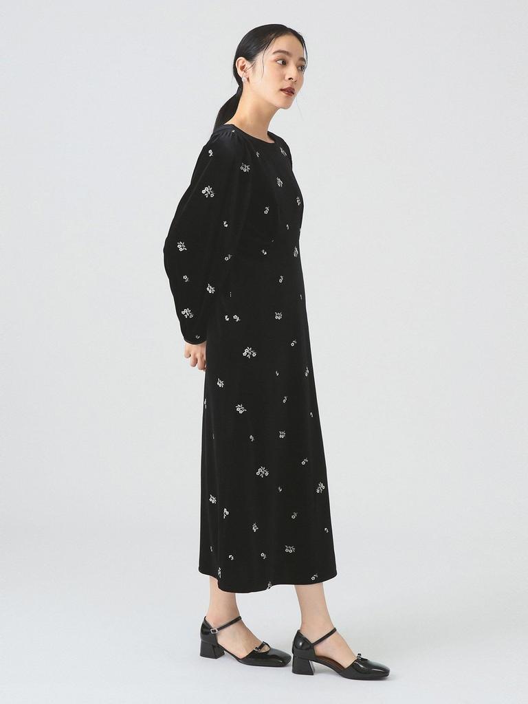 Ray Beams Velvet Embroidered Black 0 Women's Dress,