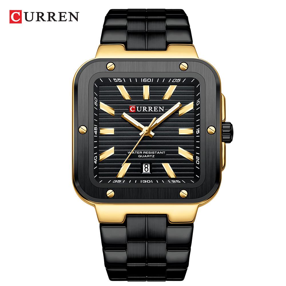 CURREN 8479 Unisex Minimalist Square Quartz Wristwatch with Calendar