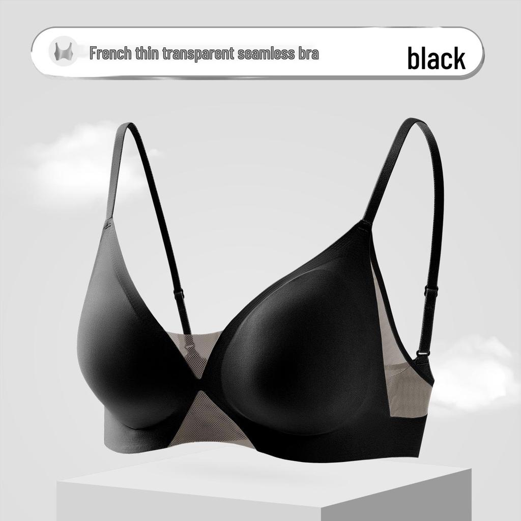 Summer Seamless Triangle Cup Bra: Thin, Breathable Mesh for Small Bust with Antibacterial Push-up Design