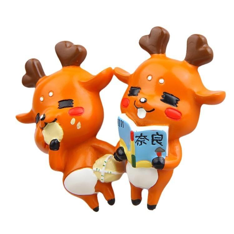Cute Cartoon Reading Drinking Tea Eating Food Deer Magnetic Decor Refrigerator