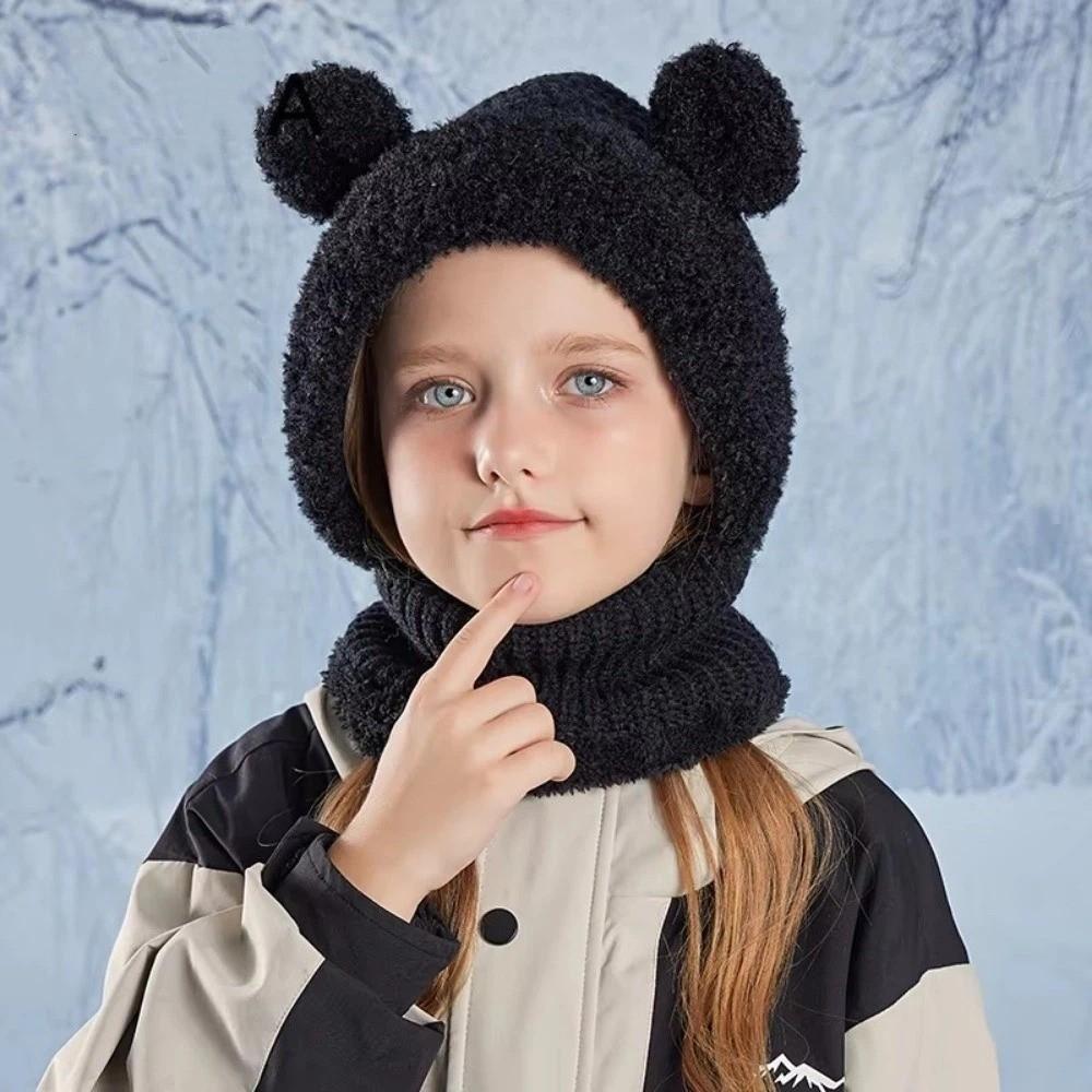 Winter Sturmhaube Mütze Gestrickte Ohrenschutzmaske Kinder Halswärme Abdeckung Mütze Mädchen Kapuzenmütze