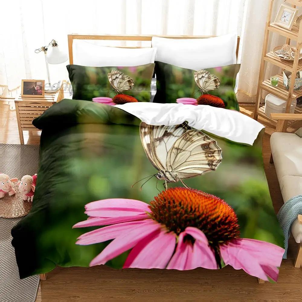 

Cozy Comfortable Flowers And Butterflies Size Bed Aldult Kid Bedroom Duvetcover Sets Beautiful Insect Single Twin Full Queen King Quilt Comforter (quilt)-EU Single(135*200cm)3pcs