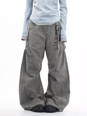 American Retro Patchwork Deconstructed Unisex Wide Leg Casual Pants