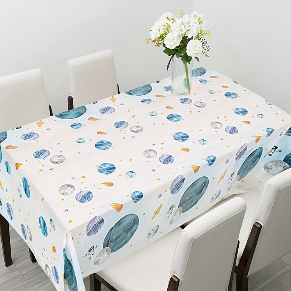 1pc Watercolor Outer Space Planet Print Tablecloth, Dining Table Cover for Kitchen Restaurant Home