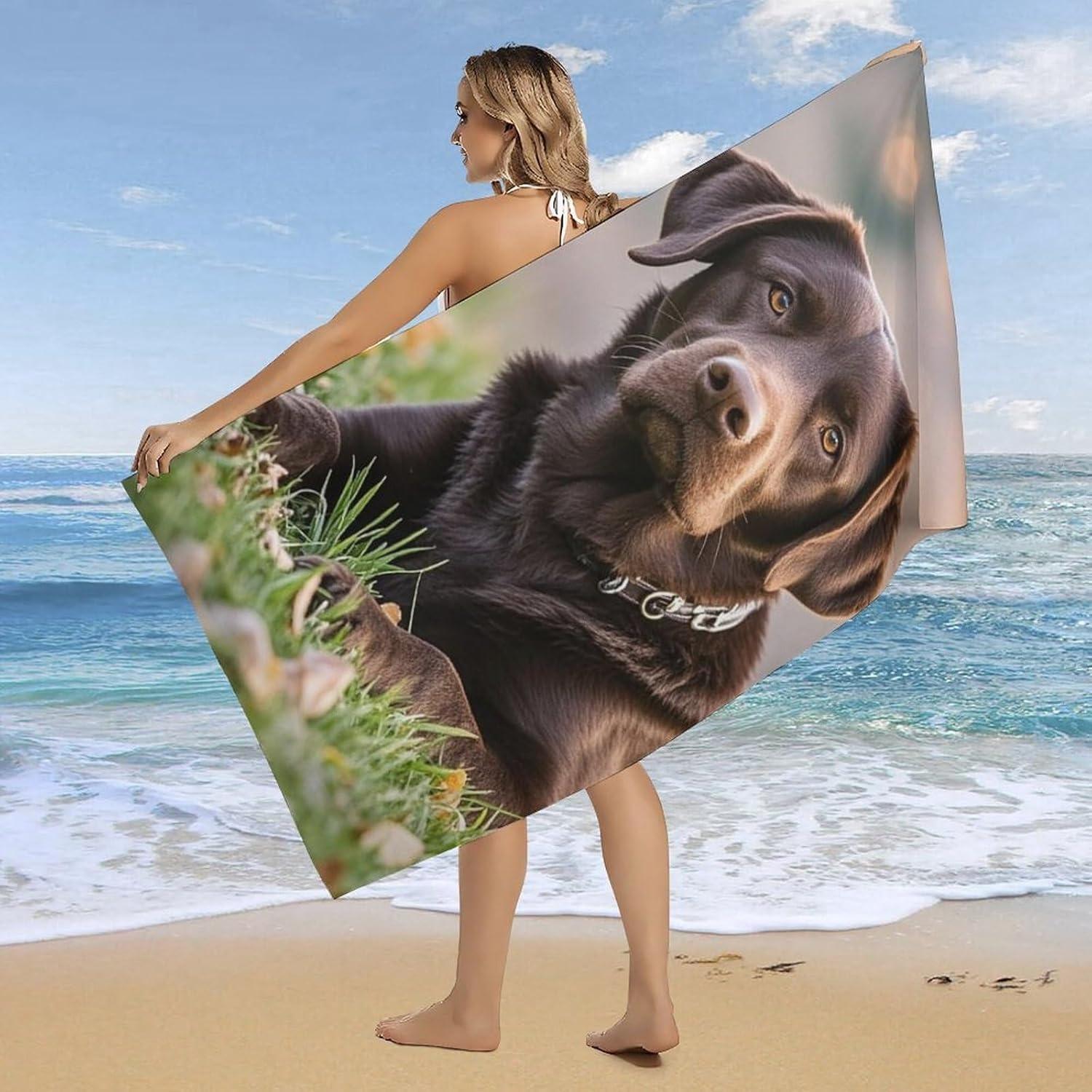 

Cute Dog pattern Beach Towel for Family stuffs friend Gifts Quick-Dry Sand free For Bath Yoga Tourism Beach Camping Swimming GYM W40*H60(CM)