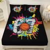 3pcs Contrasting Ink Wash Style 67 Element Print Coreless Bed Sheet Set Multiple Sizes Soft Bedcover Bedroom Bedding