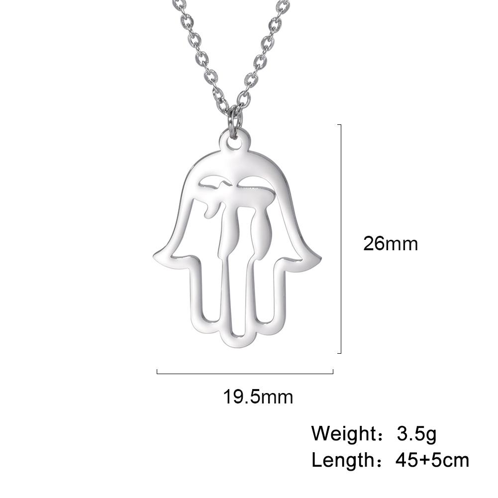 

LIKGREAT Hamsa Fatima s Hand Lotus Pendant Necklace Stainless Steel Star of David Hexagram Turkish Evil Eye Choker Jewelry Gifts Steel Color