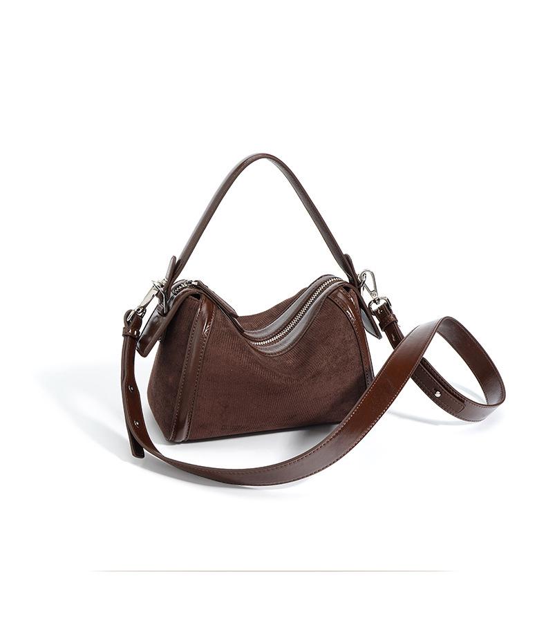 2025 Simple Textured Cowhide Boston Crossbody Bag with Niche Design