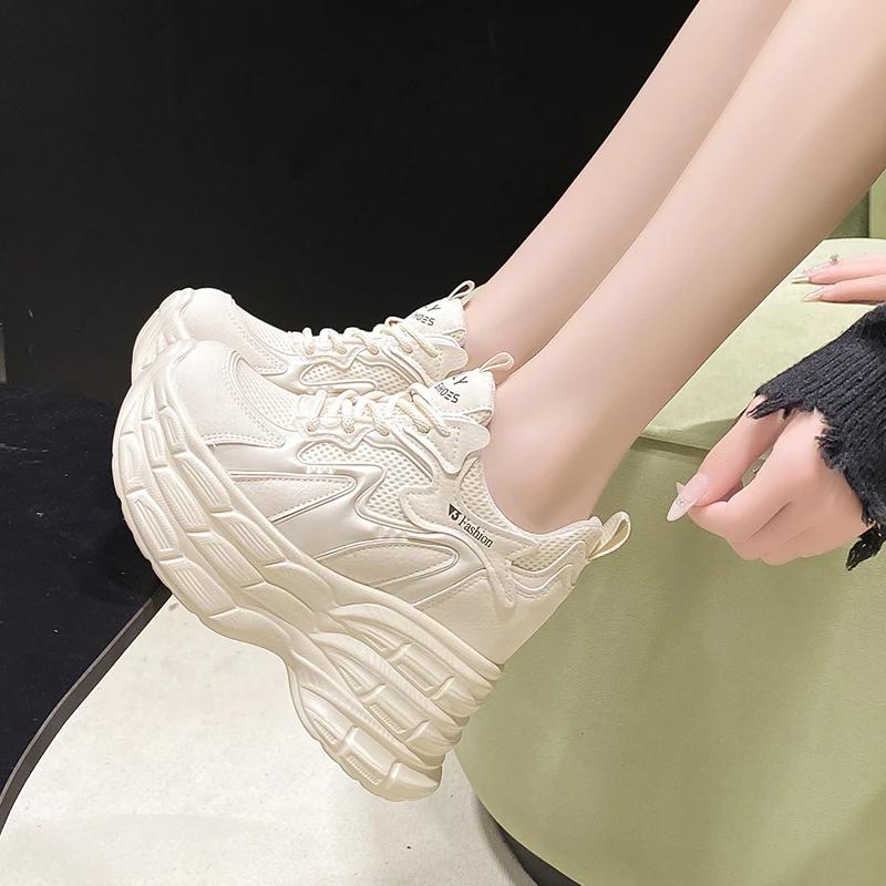 Fashion 11CM Autumn Chunky Sneakers Fashion Women Shoes Breathable Female Sport Shoes Casual Platform Sneakers Woman Zapatillas De Mujer
