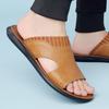 Fashion Home Hotel Slipper Lightweight Summer Slippers Men's Luxury Leather Slippers Non-Slip Sole Comfortable Open-Toe Slide Sandals