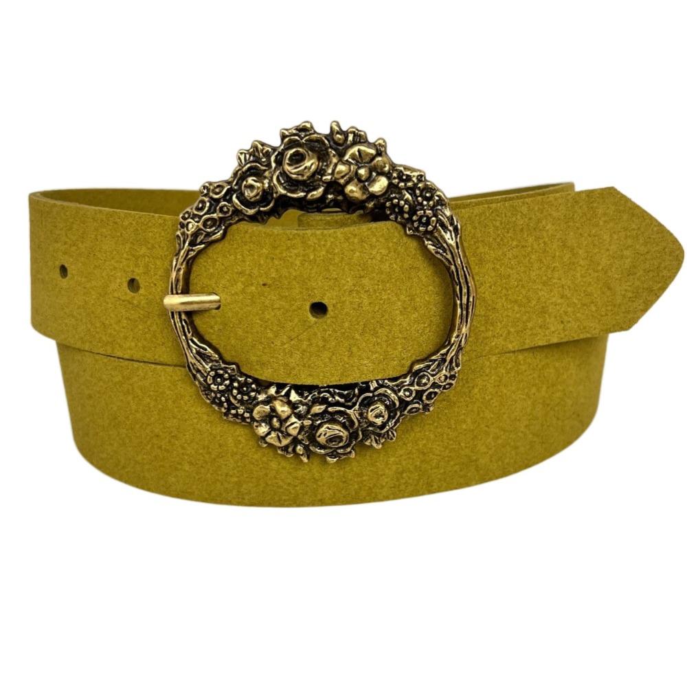 

Богемный ремень из искусственной кожи с цветком, джинсовый пояс, мягкий ремень из микрофибры, Spice Girl золотой/зелёный