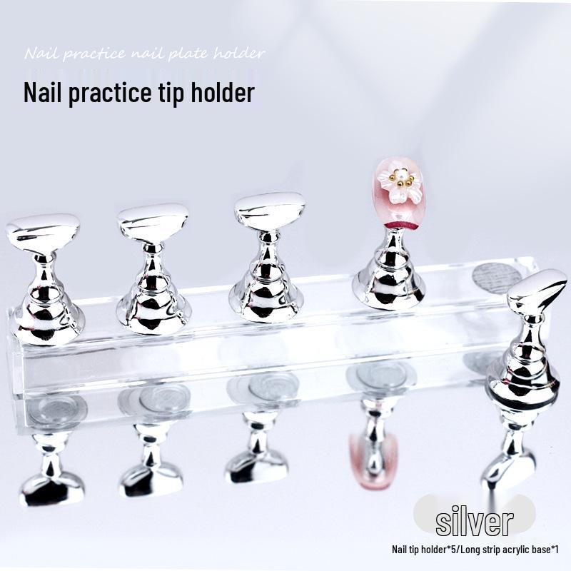 Magnetic Nail Art Practice Stand with Acrylic Base and Gem Holders