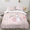 Roztomilá kreslená zvířátka Růžová sada povlečení pro batolata 3D Potisk vtipné kočky Povlečení na peřinu Twin Queen Size Pro dospívající Děti Dětské Dívky Dekor do ložnice