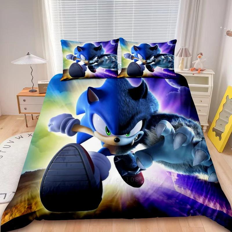 Sonic Duvet Cover Sonic Kids Cool Bedding Set Comforter Cover Set for Bedroom Decor Queen King Full Size single double bed