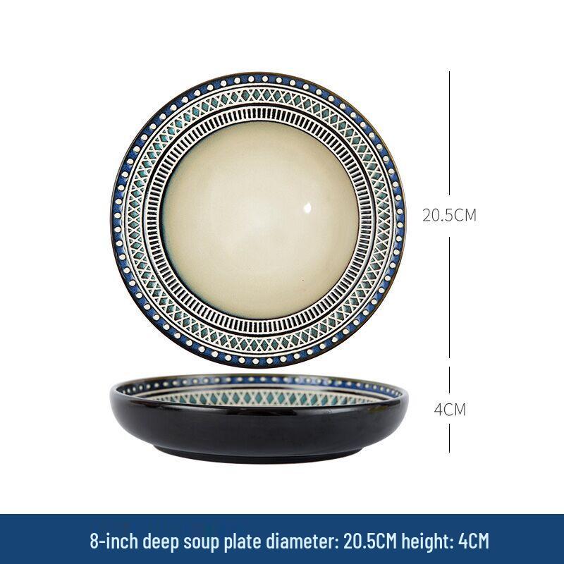 Nordic Ceramic Dinner Plate - Steak & Salad