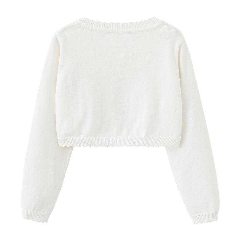 Pure Cotton A-type Sunflower Children's Shawl Summer Air-conditioning Shirt Girls Knitted Cardigan Jacket
