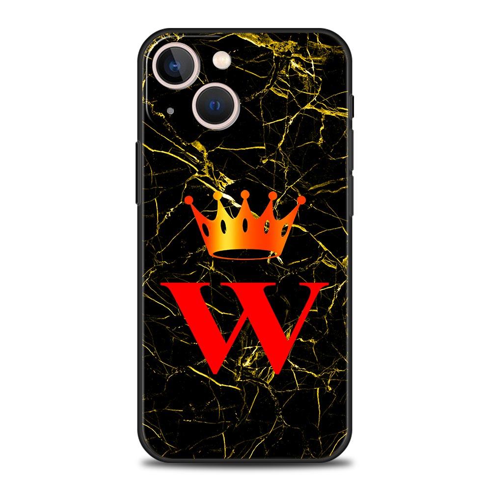 Marble Letter Phone Case For iPhone 17 16 15 Pro Max 11 12 13 14 7 8 Plus SE 2020 X XR XS Cover Soft Black