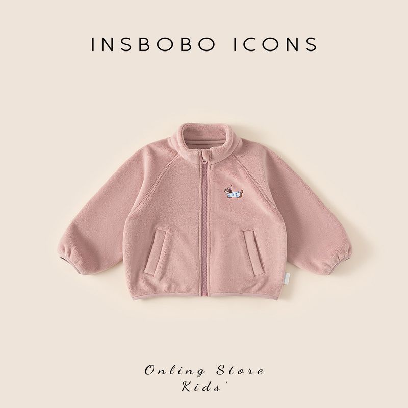 Insbobo Girls  Jacket 2025 Winter New Stylish Children s Clothing Baby Thickened Children s Top Autumn and Winter Pink 100