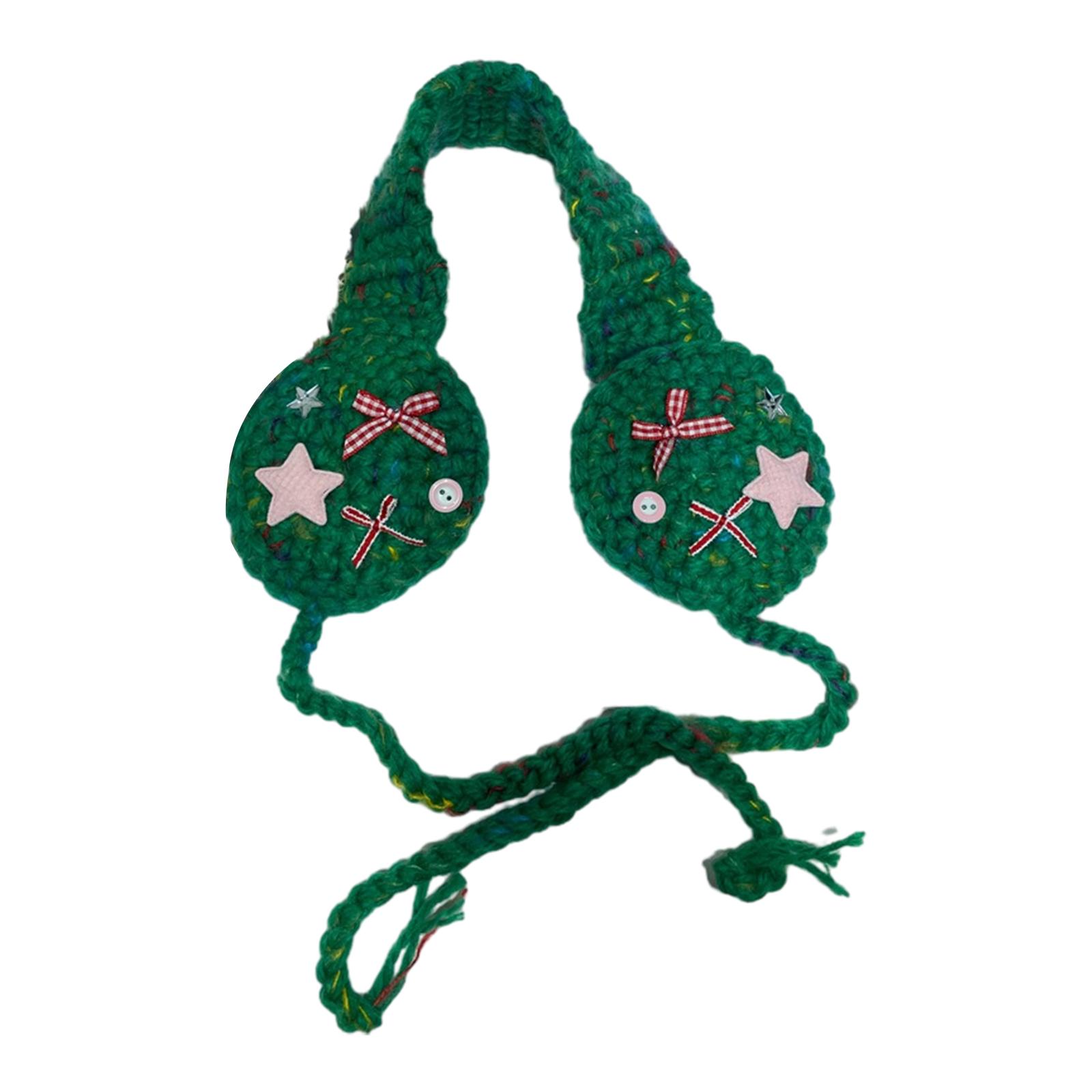 

Прекрасные Звездочки для ушей Вязаные крючком наушники для женщин и детей Грелка для ушей Повязка на голову для зимы Рождественские Новогодние подарки зелёный