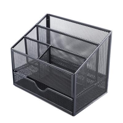 Organisateur de Bureau Maille Métallique Organisateur de Table de Bureau avec Tiroir pour Livres Stylos Agrafeuse Pinces à Dossier Notes