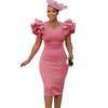 Summer Fashion Women's Dress with Beaded Lotus Leaf Sleeves That Wraps The Hips for Banquets