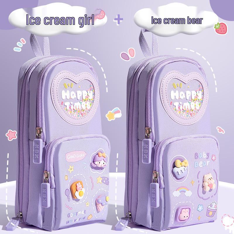 Kaba Bear Girls' Large Capacity Pencil Case - Elementary School Stationery Bag