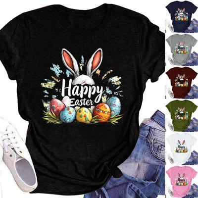 Women's Top Round Neck Casual Printed Short-sleeved T-shirt Top