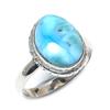 Natural Republic Larimar Gemstone 925 Sterling Silver Jewelry Ring Size 9.5 v0H28