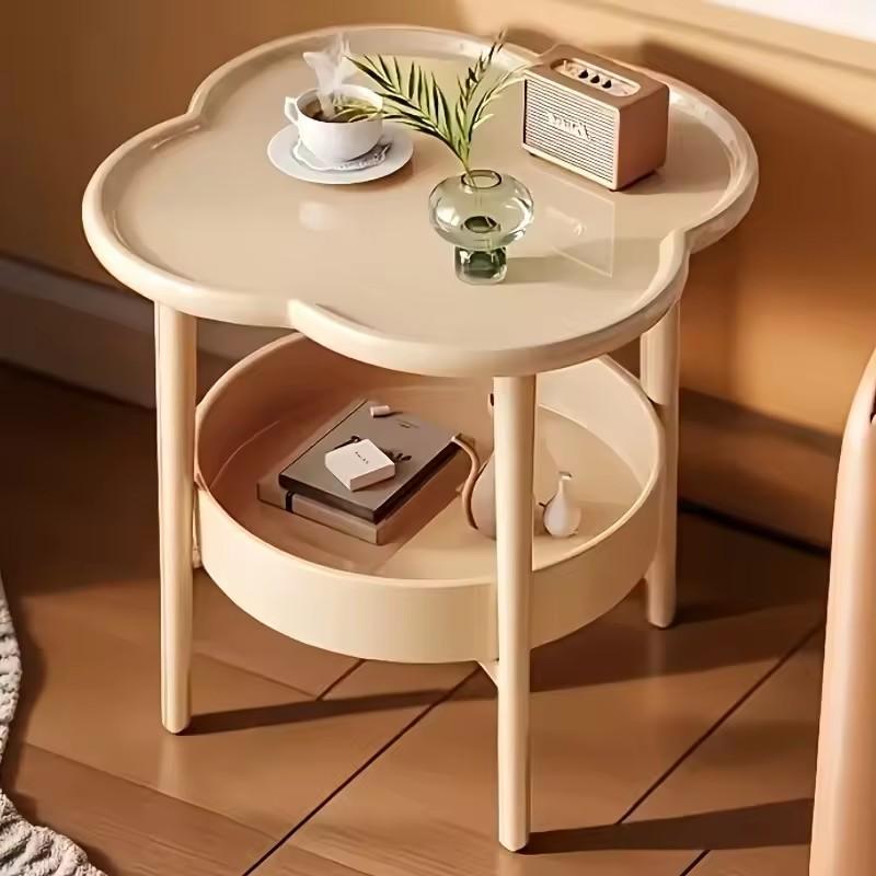 [Stylish Side Table] Stylish Modern Round Side Table with Storage Shelf | Space-Saving, Lightweight for Living Room, Bedroom