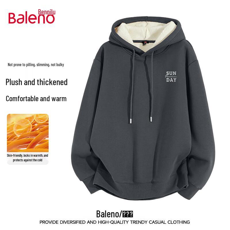 Baleno Men s Retro Alpaca Fleece Lined Hoodie L