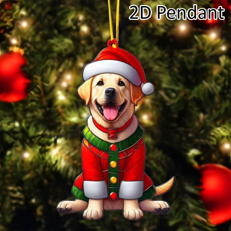 2D Acrylic Christmas Animal Pendants Horse Cat Dog Xmas Tree Drop Ornaments Decorations Christmas Eve Hangings Party Supplies