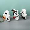 Set Of 3 Halloween Wood Specters Figures Ornament Table Signs for Tiered Tray and Shelf Decoration Desktop Adorment