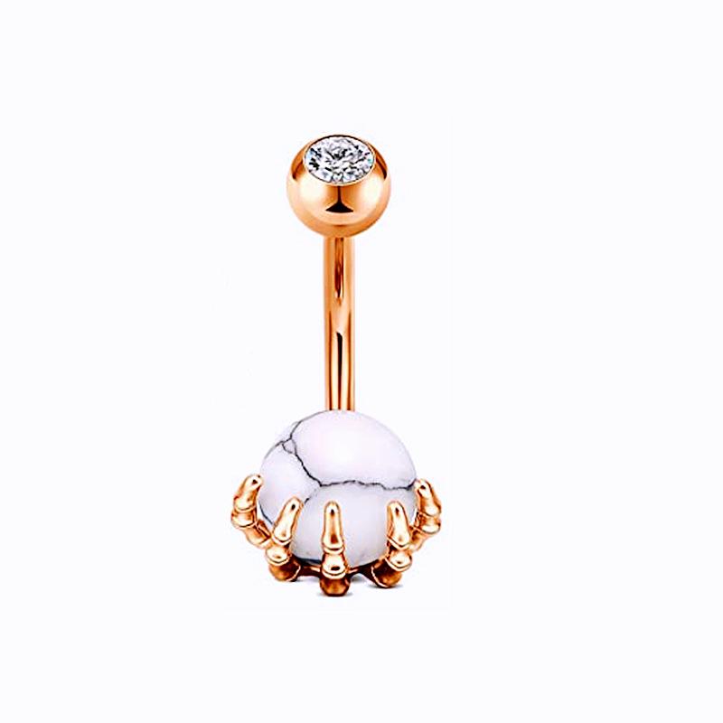 Multi-Color Turquoise Belly Button Ring with Skull and Ball Design