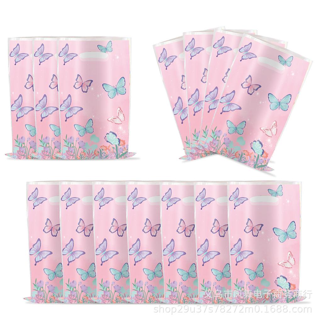 Pink Butterfly Theme Birthday Party Disposable Paper Plate Tissue Paper Cup Party Decoration Scene Supplies Set