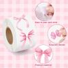 500Paste/Roll Pink Bow Sealing Paste Cute Gift Box Gift Bag Sealing Paste Blessing Stickers Packaging Decorative Material Sticke