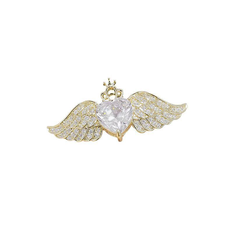 Broche ailes d'ange haut de gamme pour femme, broche délicate, accessoires de cou haut de gamme, strass, costume, pull, corsage
