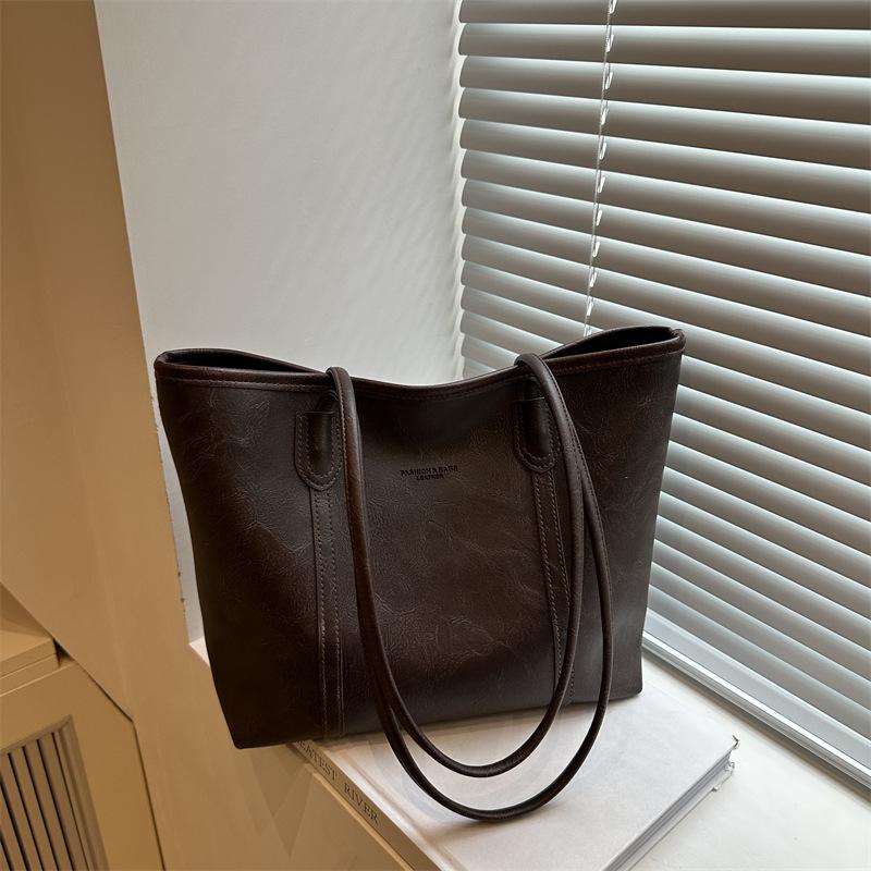 

Винтажная сумка-тоут, сумка большой вместимости, женская сумка на плечо, премиальная текстура, рабочая сумка для поездок коричневый