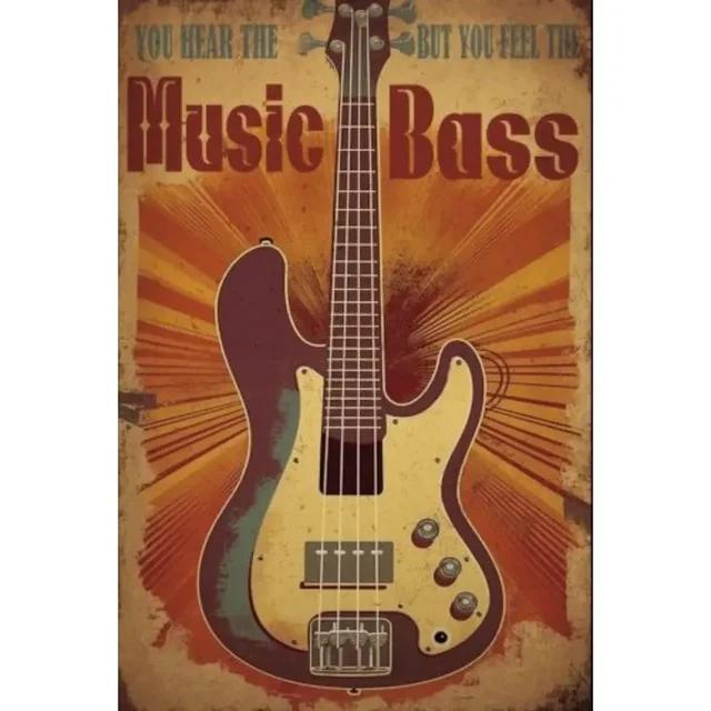 Vintage Rock Music Guitar Metal Wall Sign  Man Cave Gym Pool Bar Bathroom Yard Garage Decor  x in Tin Sign