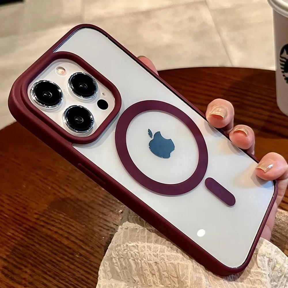 Carcasă Nouă Roz Transparentă Acrilică pentru iPhone 17 16 15 14 11 Pro Max 13 12 Mini Dură Rezistentă la Șocuri Puternică Magnetică Magsafe