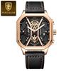 POEDAGAR Fashion Men Wristwatches Luxury Chronograph Luminous Waterproof Date Watch Square Dial Leather Quartz Watches