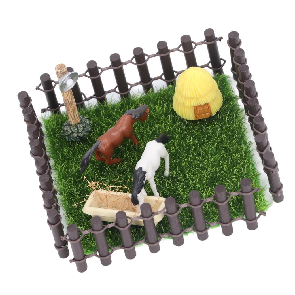 1 : Model Stajni dla Koni Ogrodzenie Skala 12 Model Zagrody Miniaturowej Model Toru Wyścigowego Dekoracyjny Zabawki Małej Stajni dla Koni