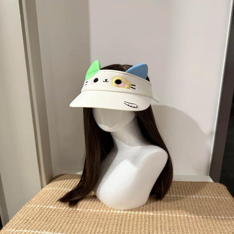 Cute Cartoon Cat Ear Sun Visor UV Blocking Breathable Soft Foldable Cap for Summer Fishing Camping Men Women