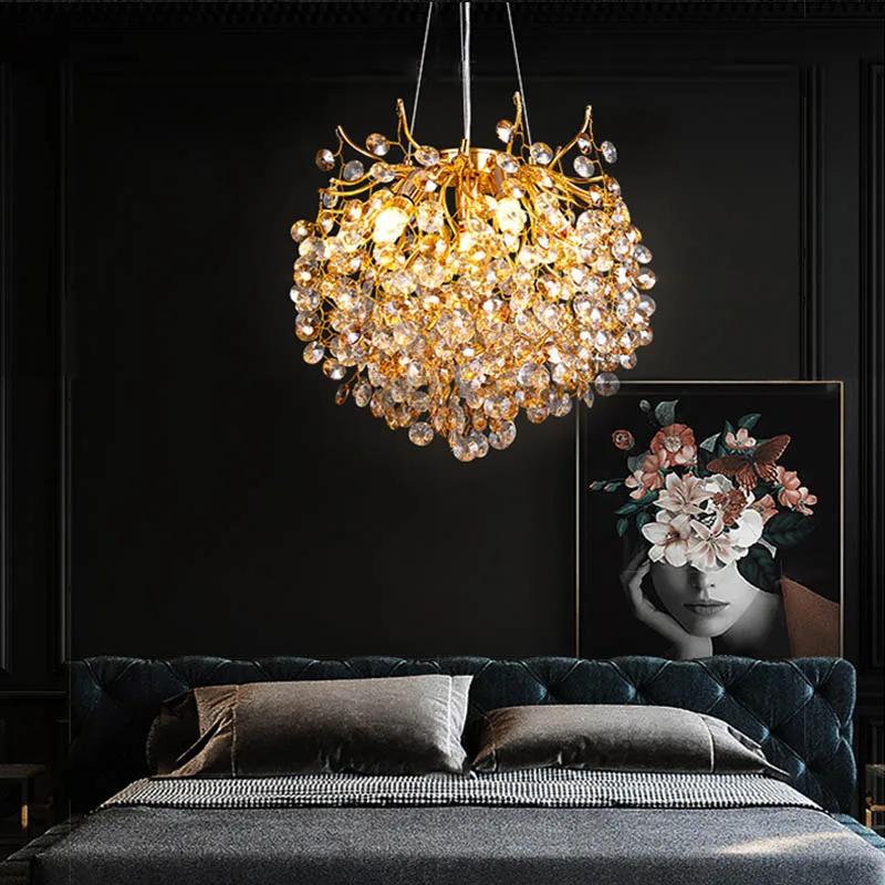 Minimalist LED Ceiling Chandelier Luxury Interior Decor Crystal Pendant Lamp for Living Dining Room Gold Silver Lighting Fixture